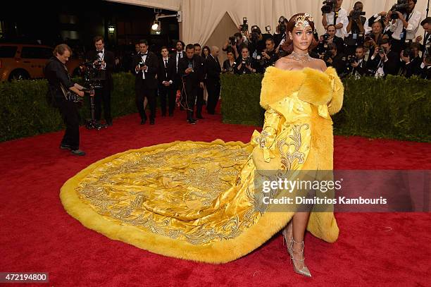 Rihanna attends the "China: Through The Looking Glass" Costume Institute Benefit Gala at the Metropolitan Museum of Art on May 4, 2015 in New York...