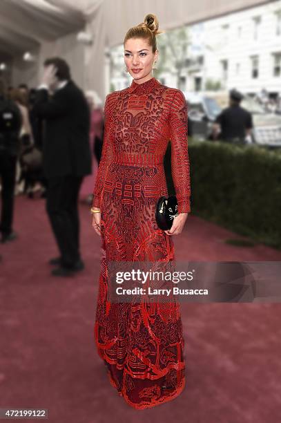 Jessica Hart attends the "China: Through The Looking Glass" Costume Institute Benefit Gala at the Metropolitan Museum of Art on May 4, 2015 in New...