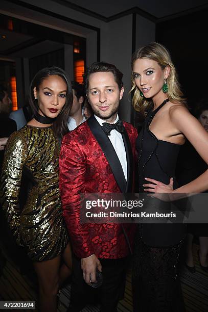 Joan Smalls, Derek Blasberg and Karlie Kloss attend Michael Kors and iTunes After Party at The Mark Hotel on May 4, 2015 in New York City.