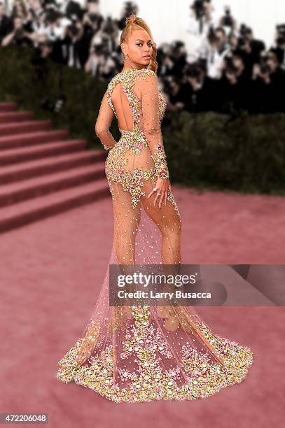 Beyonce attends the "China: Through The Looking Glass" Costume Institute Benefit Gala at the Metropolitan Museum of Art on May 4, 2015 in New York...