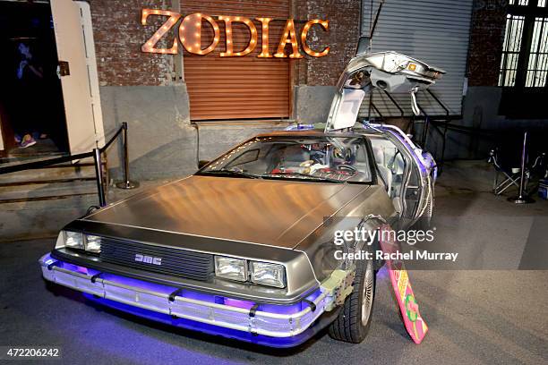 Replica of the DeLorean time machine from Back to the Future at an exclusive launch party introducing Zodiac Vodka to the California market, hosted...