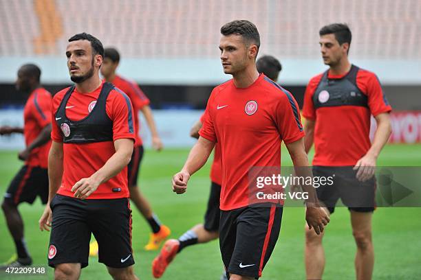 Players of Western Sydney Wanderers during a training session for their AFC Asian Champions League Group H match against Guangzhou Evergrande on May...