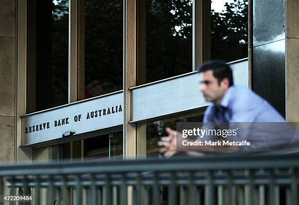 Man looks on outside the Reserve Bank of Australia headquarters on May 5, 2015 in Sydney, Australia. Forecasters are predicting the Reserve Bank of...