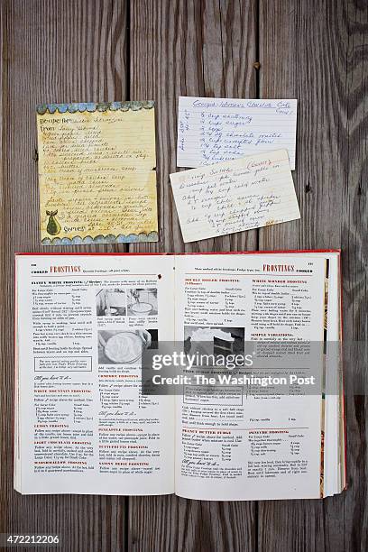 Tom Sietsema's mother, Dorothy, brought her annotated recipes and her Betty Crocker cookbook to cook with her son photographed in Washington, DC .