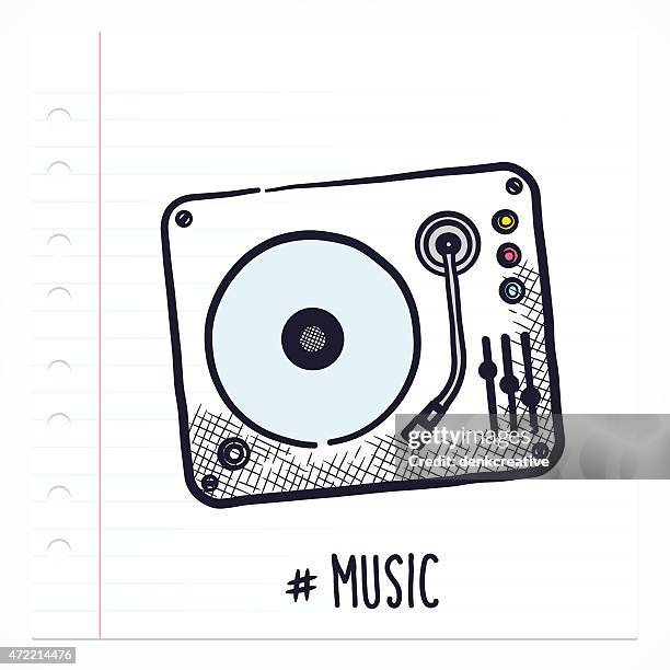 doodle turntable - gramophone stock illustrations