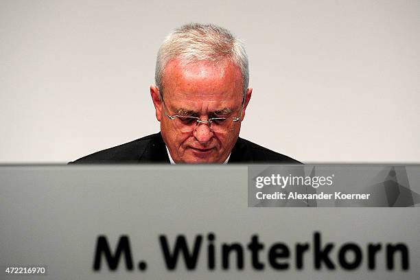 Volkswagen Group CEO Martin Winterkorn arrives for the Volkswagen annual general shareholders' meeting on May 5, 2015 in Hanover, Germany. Winterkorn...