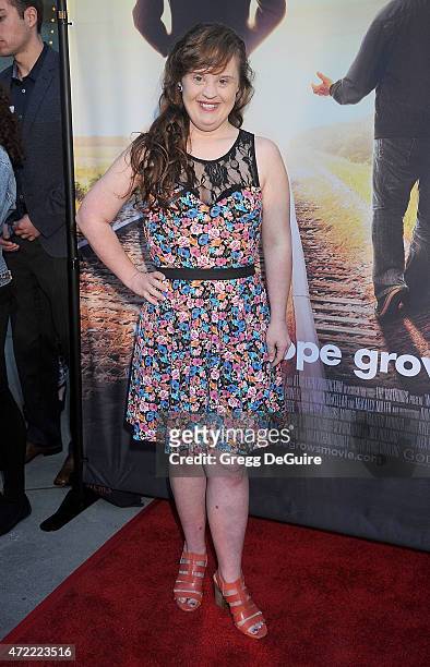 Actress Jamie Brewer arrives at the Los Angeles premiere of "Where Hope Grows" at ArcLight Cinemas on May 4, 2015 in Hollywood, California.