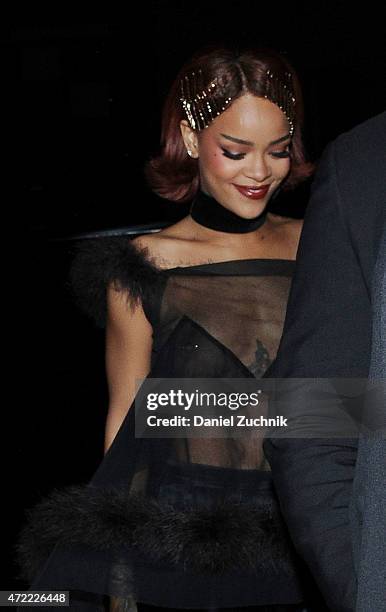 Rihanna arrives at Rihanna's Private Met Gala After Party at Up & Down on May 4, 2015 in New York City.