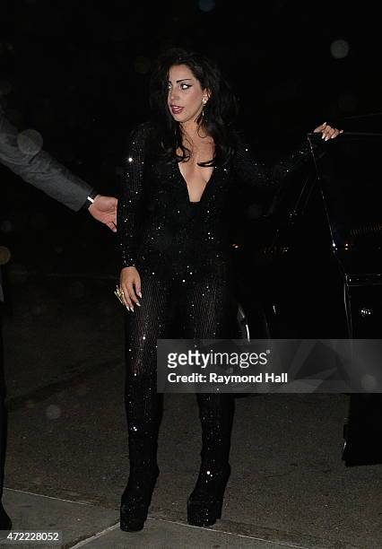 Singer Lady Gaga coming out of her Party on May 4, 2015 in New York City.