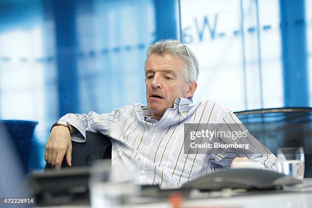 Michael O'Leary, chief executive officer of Ryanair Holdings Plc, pauses following a Bloomberg Television interview in London, U.K., on Tuesday, May...