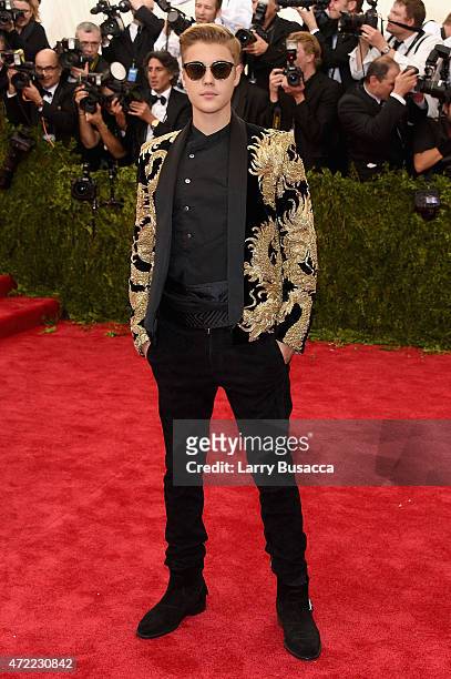 Justin Bieber attends the "China: Through The Looking Glass" Costume Institute Benefit Gala at the Metropolitan Museum of Art on May 4, 2015 in New...