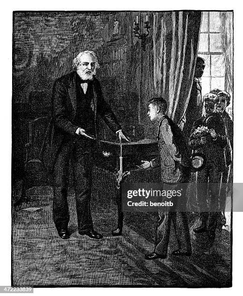 the visitors - window visit stock illustrations