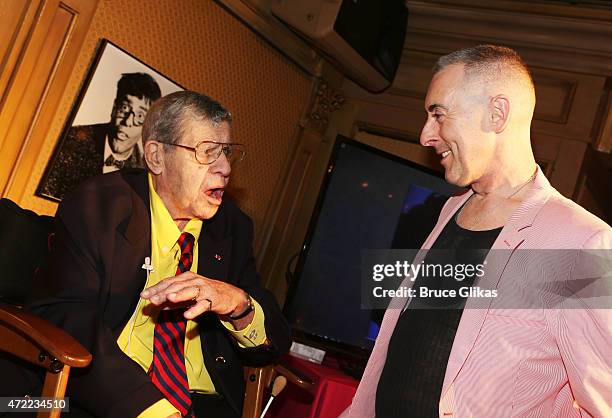 Jerry Lewis and Alan Cumming chat at the Friars Club salute to Joan Collins at The Friars Club on May 4, 2015 in New York City.