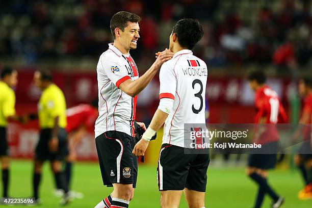 Osmar of FC Seoul celebrate winning during the AFC Champions League Group H match between Kashima Antlers and FC Seoul at Kashima Stadium on May 5,...