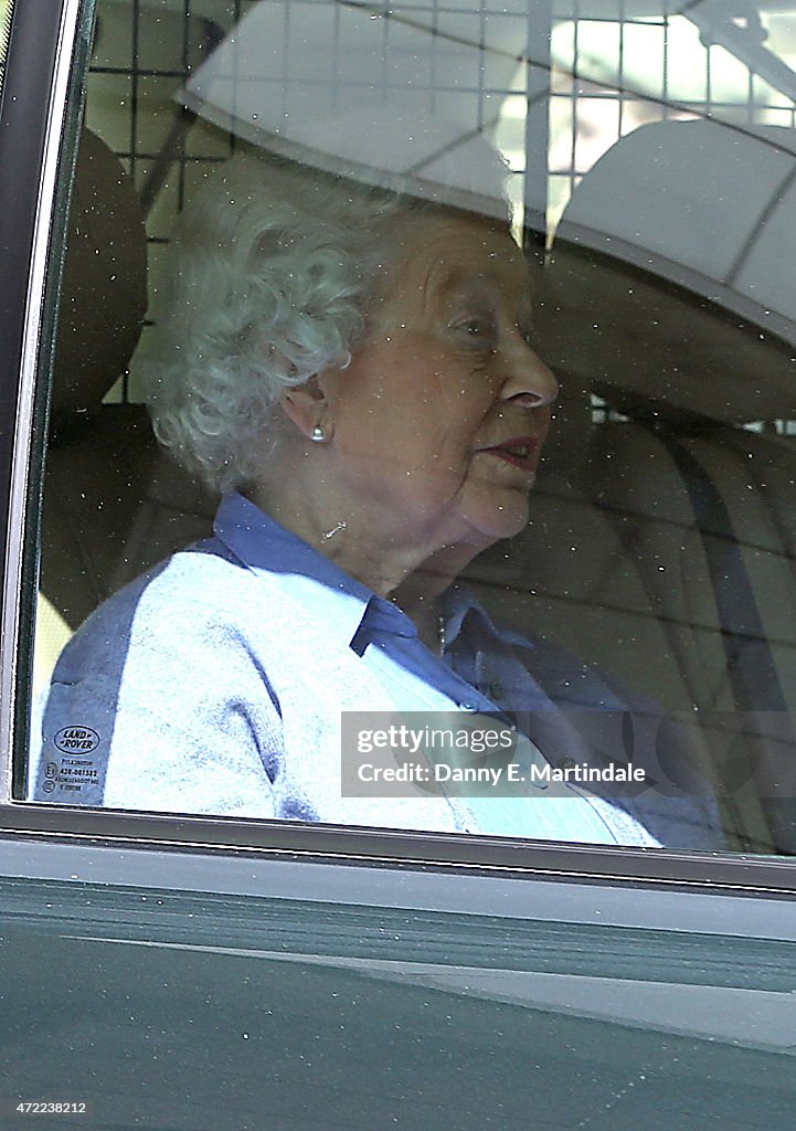 The Queen Arrives at Kensington Palace To Visit Princess Charlotte