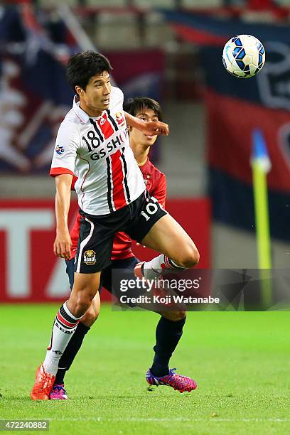 Kim Hyunsung of FC Seoul in action during the AFC Champions League Group H match between Kashima Antlers and FC Seoul at Kashima Stadium on May 5,...