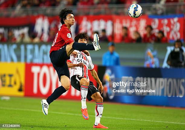 Gaku Shibasaki of Kashima Antlers in action during the AFC Champions League Group H match between Kashima Antlers and FC Seoul at Kashima Stadium on...