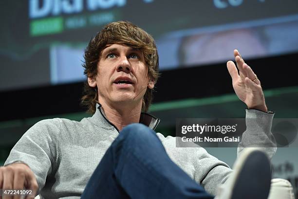 And Co-Founder of Foursquare, Dennis Crowley speaks onstage during TechCrunch Disrupt NY 2015 - Day 2 at The Manhattan Center on May 5, 2015 in New...