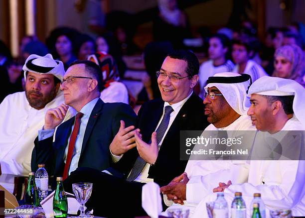 Romanian Prime Minister Victor Ponta attends the Third International Sports Conference for Women at Emirates Palace on May 5, 2015 in Abu Dhabi,...