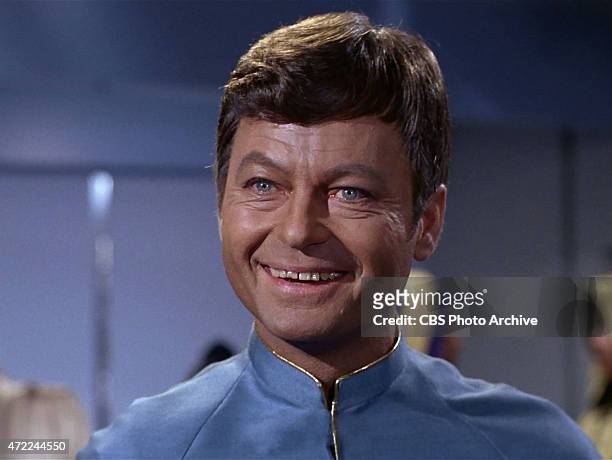 DeForest Kelley as Dr. Bones McCoy in the STAR TREK episode, "Journey to Babel." Season 2, episode 10 originally broadcast November 17, 1967.