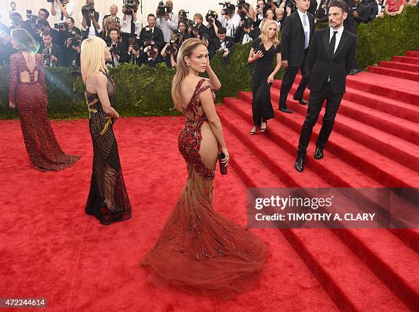 Jennifer Lopez arrives at the 2015 Metropolitan Museum of Art's Costume Institute Gala benefit in honor of the museums latest exhibit China: Through...