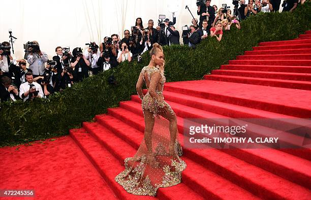 Beyonce arrives at the 2015 Metropolitan Museum of Art's Costume Institute Gala benefit in honor of the museums latest exhibit China: Through the...