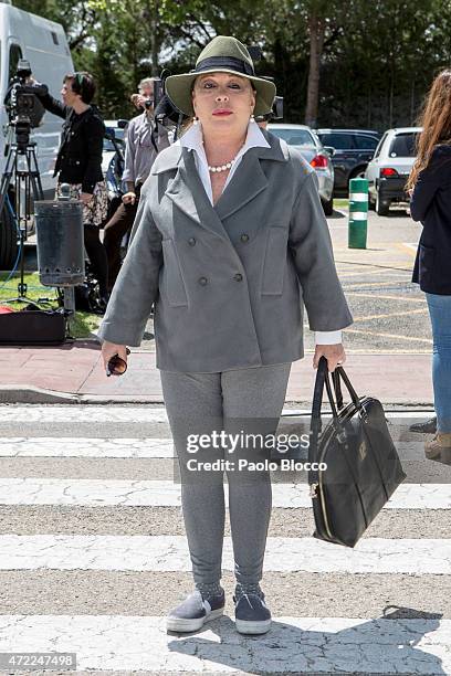 Massiel attends the funeral chapel for the journalist Jesus Hermida at La Paz Morgue on May 05, 2015 in Madrid, Spain.