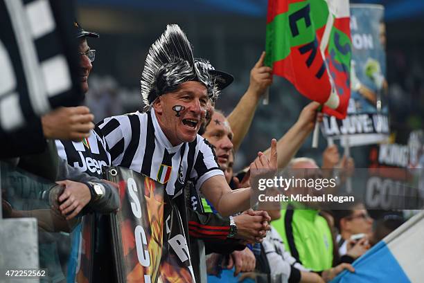 Juventus fans show their support prior to the UEFA Champions League semi final first leg match between Juventus and Real Madrid CF at Juventus Arena...