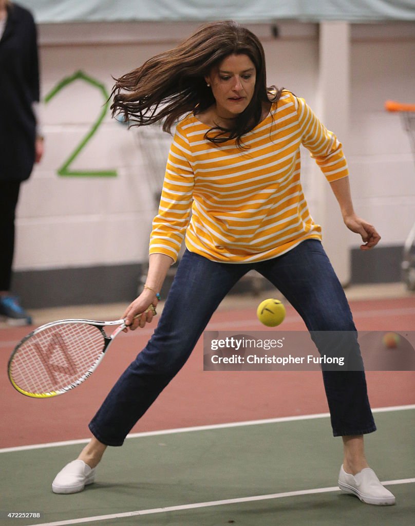 Nick Clegg Plays A Game Of Mini-tennis With Local Children