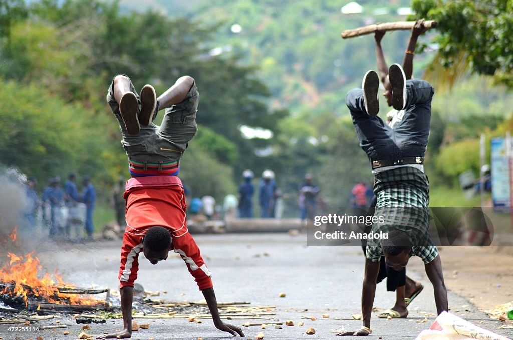 Protest against renomination of President Pierre Nkurunziza in Burundi