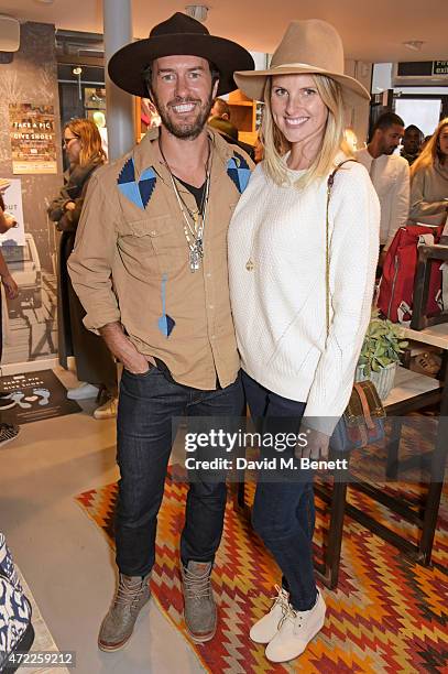 Founder Blake Mycoskie and wife Heather Mycoskie attend the launch of TOMS London Community Outpost, their first UK Flagship store off Carnaby Street...