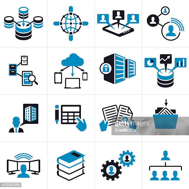 business technology icons and symbols - stacking stock illustrations