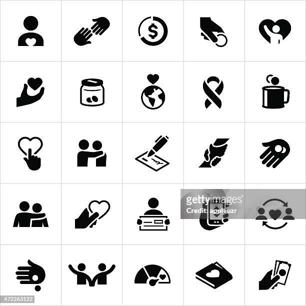 charity relief and giving icons - people holding hands around globe stock illustrations