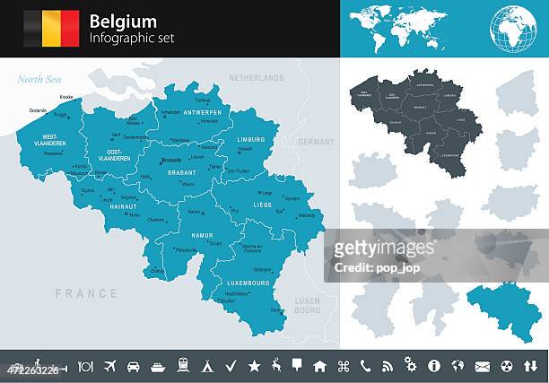 belgien – infografik karte-illustration - belgium stock-grafiken, -clipart, -cartoons und -symbole