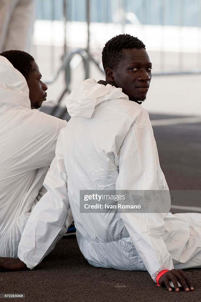 A Ship Holding Hundreds Of Migrants Docks At The Italian Port Of Salerno