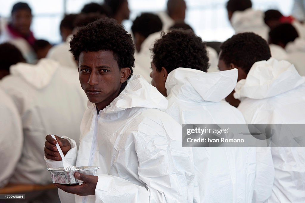 A Ship Holding Hundreds Of Migrants Docks At The Italian Port Of Salerno