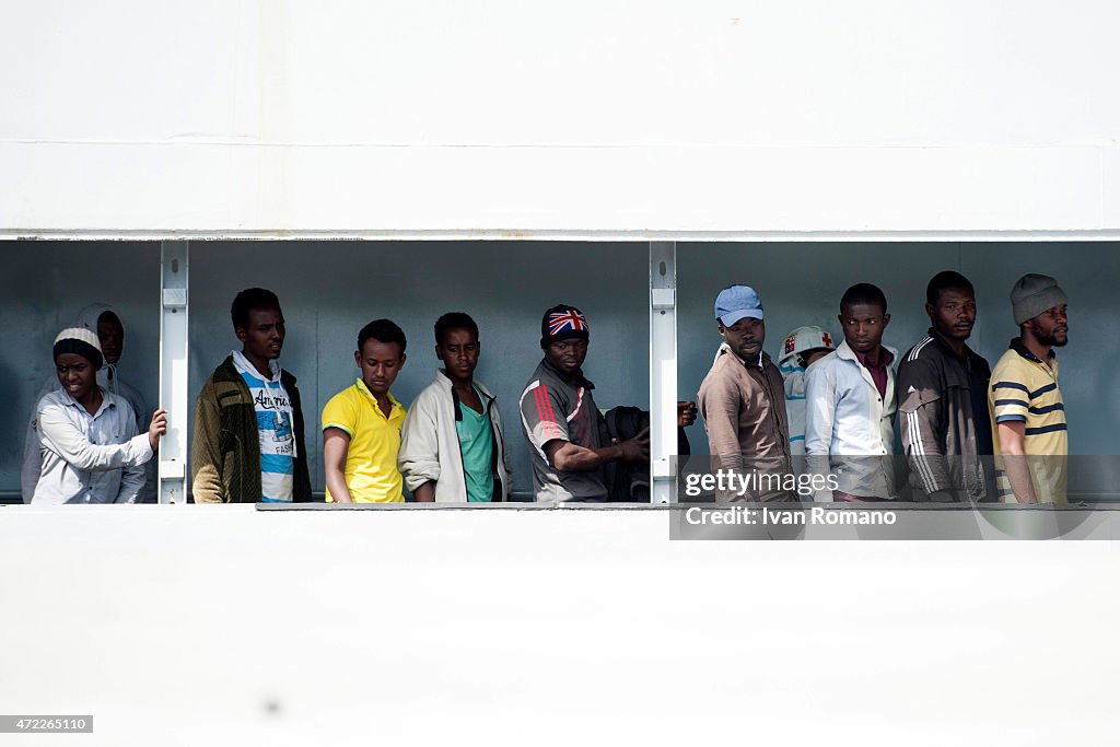 A Ship Holding Hundreds Of Migrants Docks At The Italian Port Of Salerno