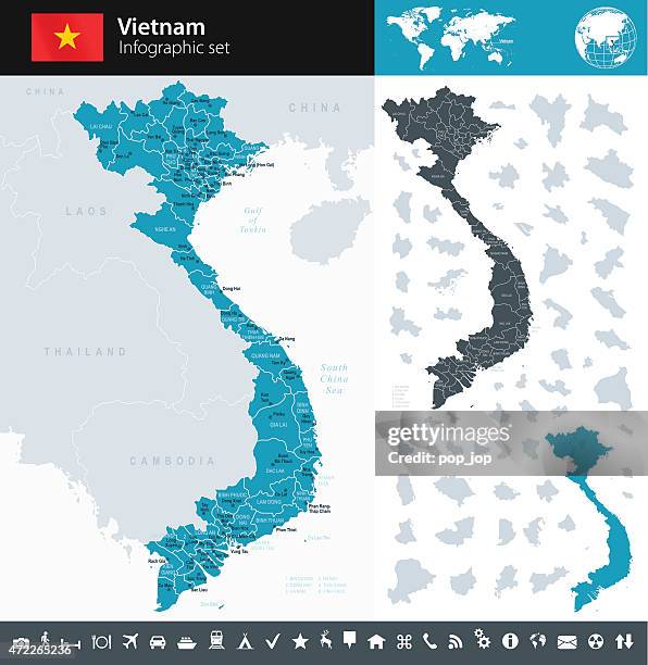 ilustraciones, imágenes clip art, dibujos animados e iconos de stock de vietnam-infografía mapa-ilustración - vietnam