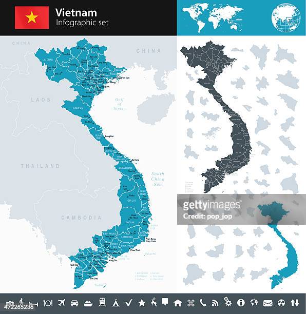 vietnam - infographic map - illustration - vietnam stock illustrations