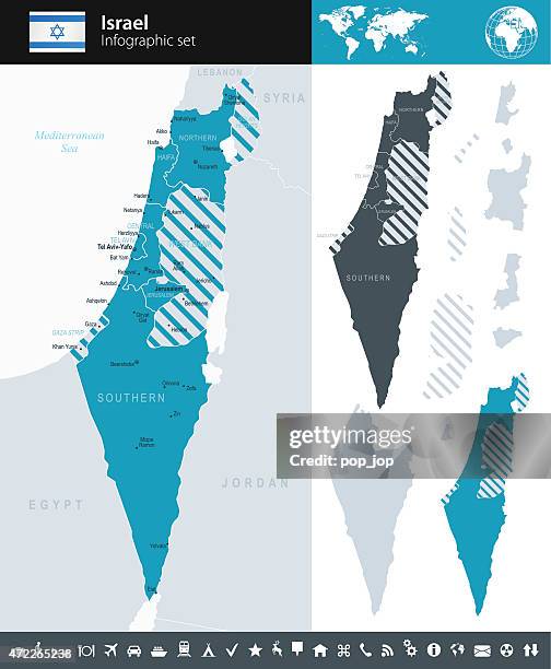 israel - infographic map - illustration - tel aviv stock illustrations