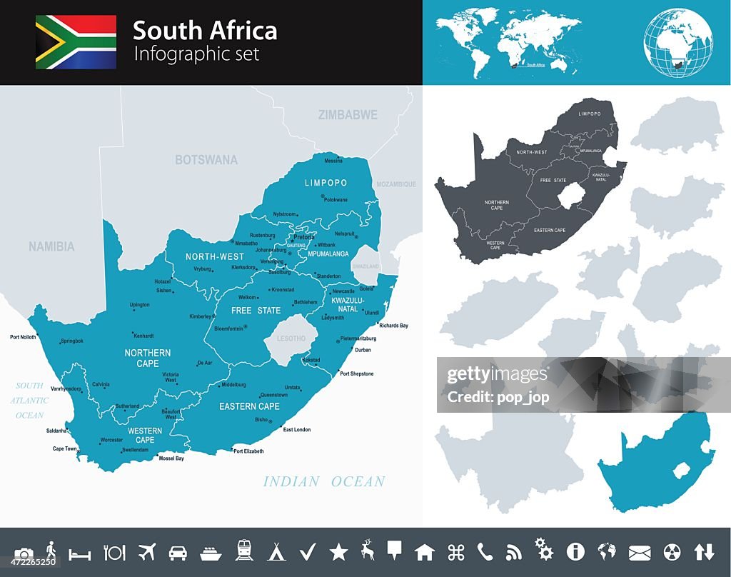 South Africa - Infographic map - illustration