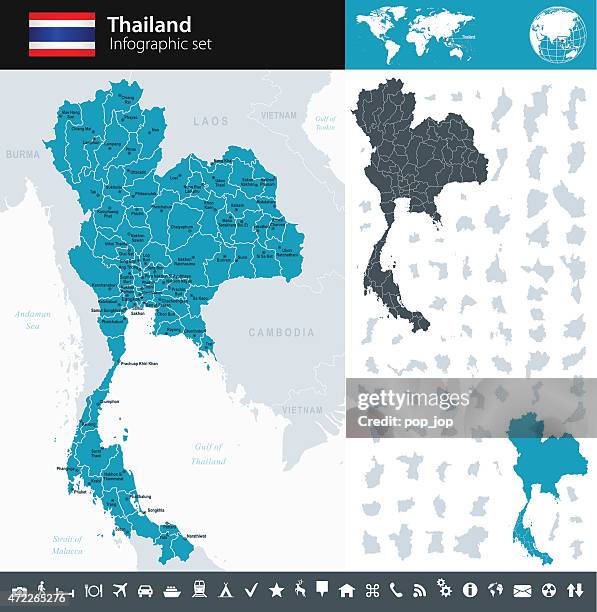 ilustraciones, imágenes clip art, dibujos animados e iconos de stock de mapa de tailandia-infografía-ilustración - tailandia