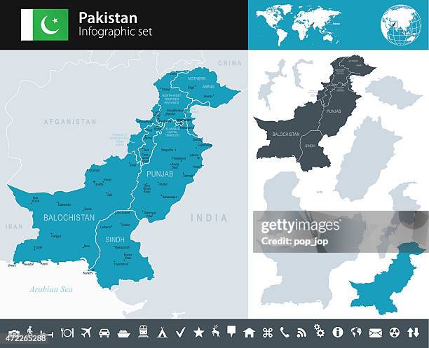 pakistan-infografik karte-illustration - sindh stock-grafiken, -clipart, -cartoons und -symbole