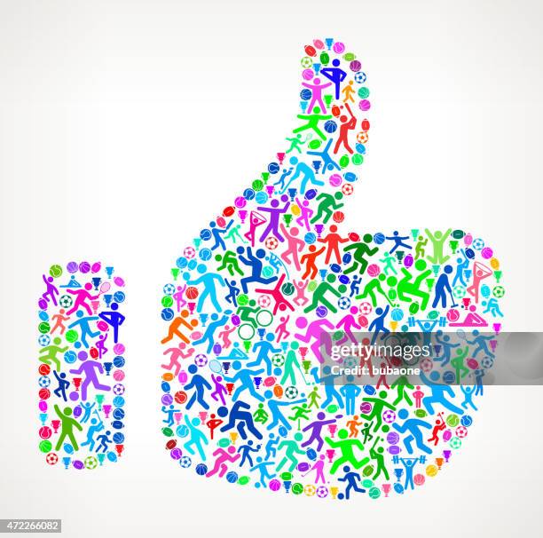 thumbs up fitness sports and exercise pattern vector background - long jump icon stock illustrations