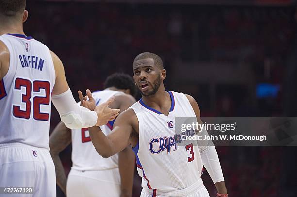 Playoffs: Los Angeles Clippers Chris Paul with Blake Griffin during game vs San Antonio Spurs at Staples Center. Game 7. Los Angeles, CA 5/2/2015...