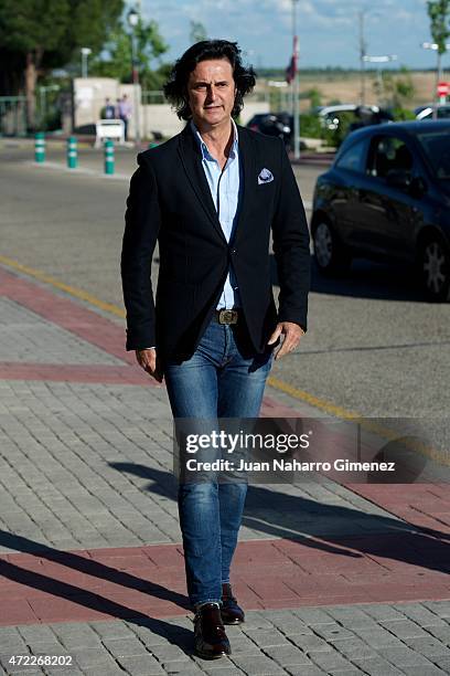 Poti attends the funeral chapel for the journalist Jesus Hermida at La Paz Morgue on May 05, 2015 in Madrid, Spain.