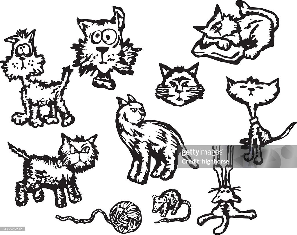 Cat themed Vector Spot Illustrations