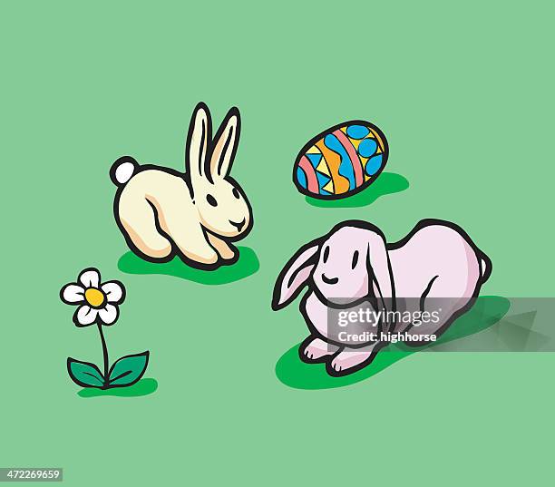 bunnies of easter - cottontail stock illustrations