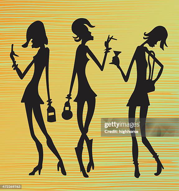 funky silhouettes - senior dancing stock illustrations