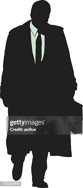 businessman raincoat - leaving work stock illustrations